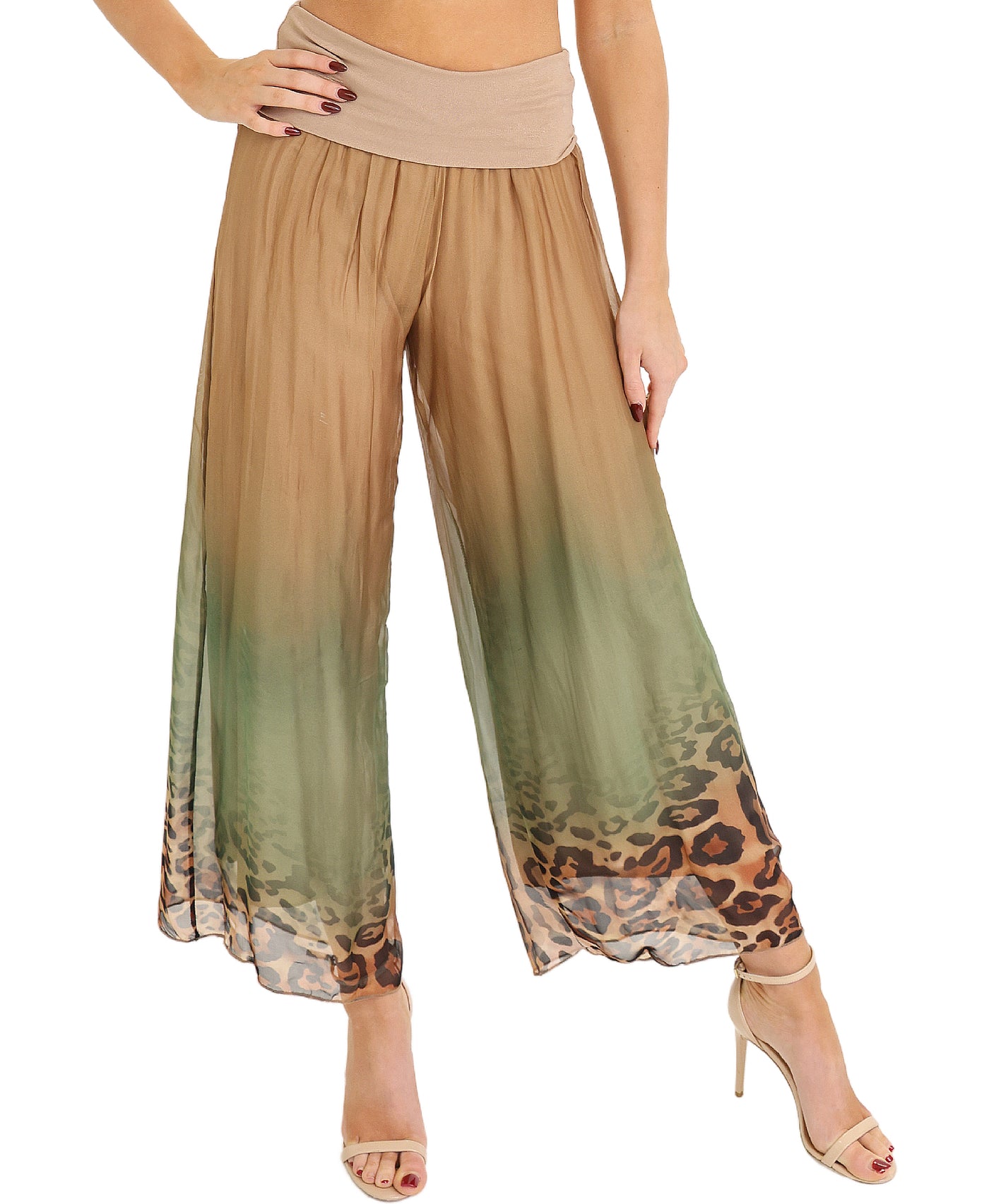 Silk Ombre Leopard Print Pants view 1