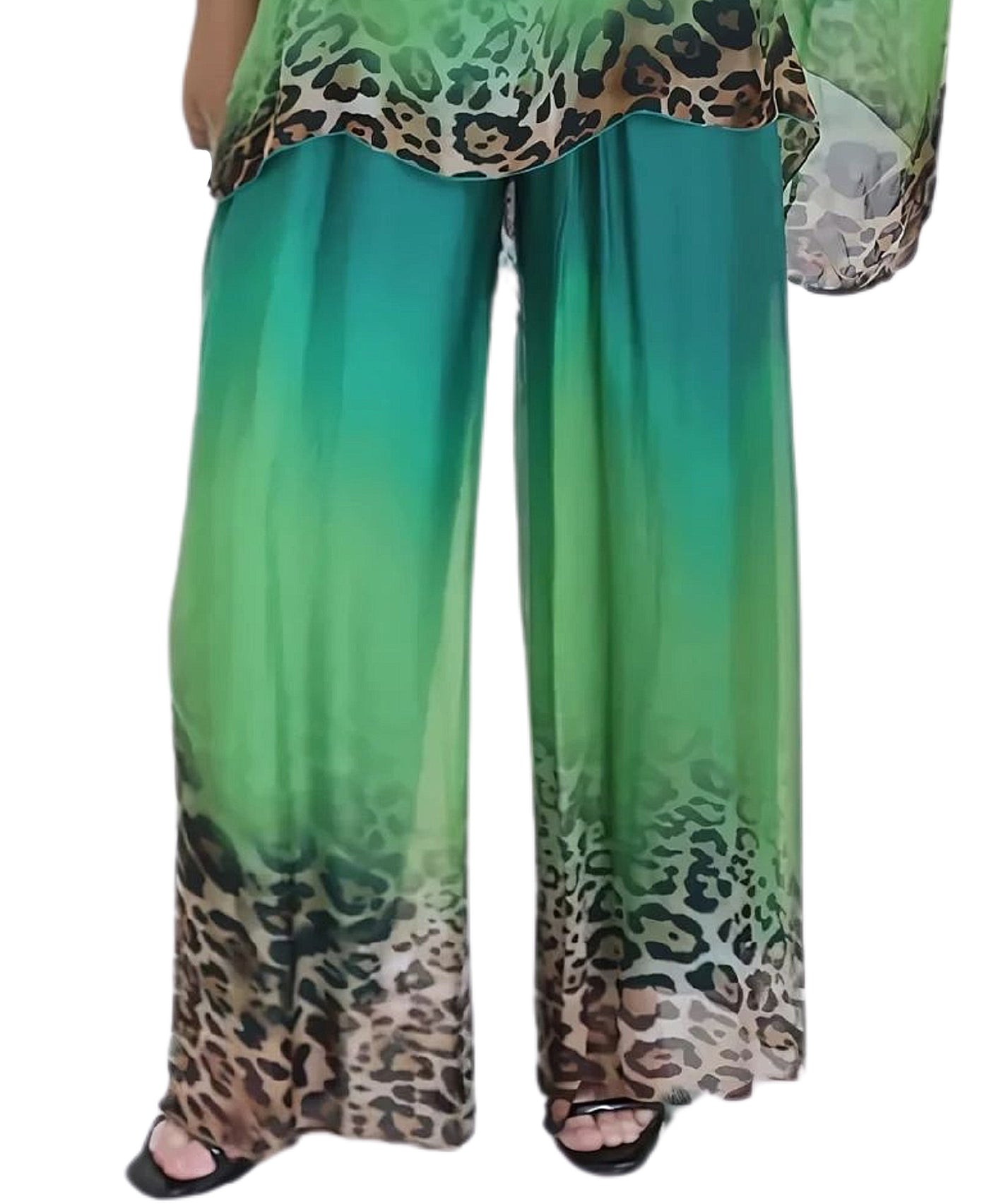 Silk Ombre Leopard Print Pants view 1