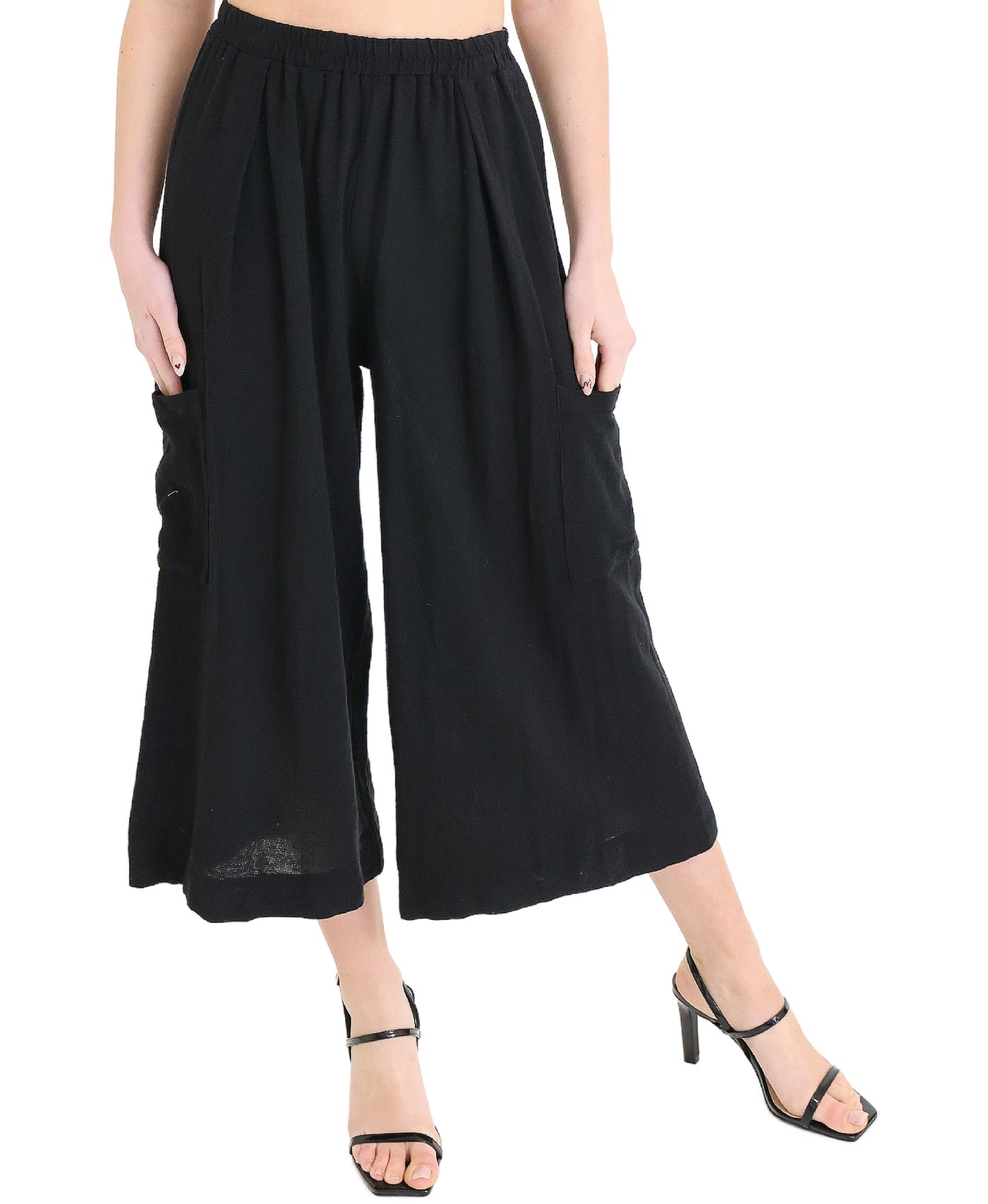 Linen & Cotton Crop Pants view 1