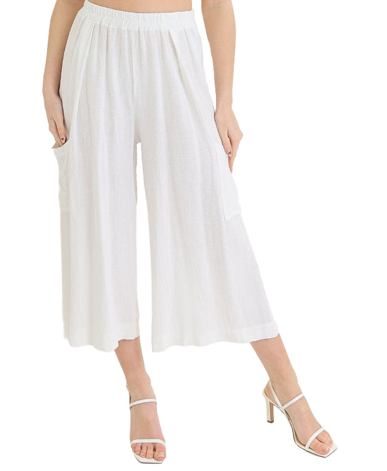 Linen & Cotton Crop Pants view 