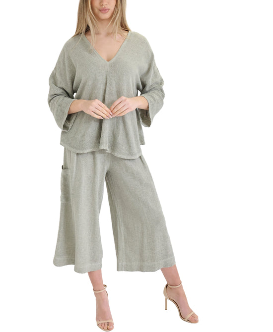 Linen & Cotton Crop Pants view 