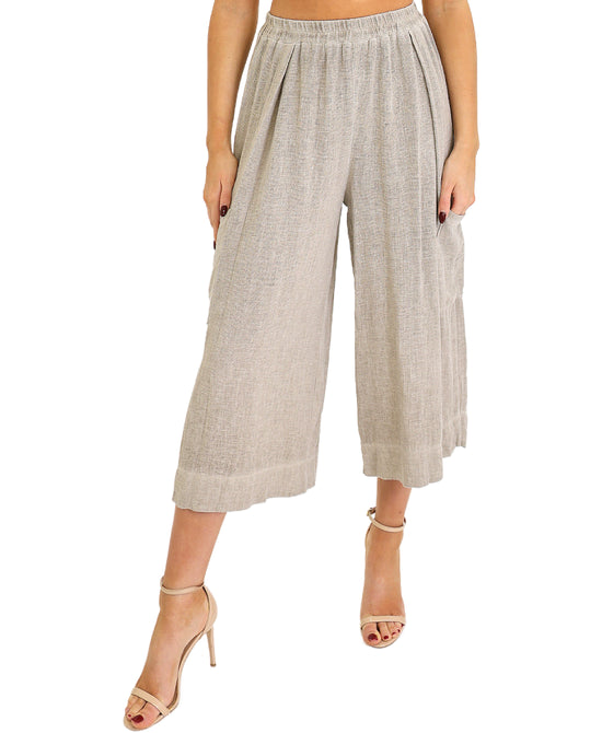 Linen & Cotton Crop Pants view 