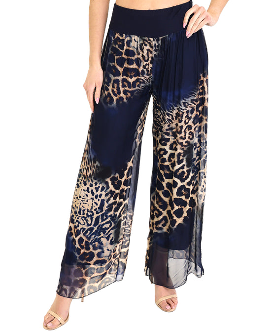 Silk Leopard Print Pants view 