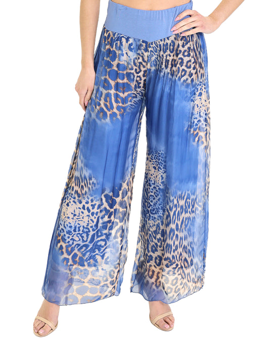 Silk Leopard Print Pants view 