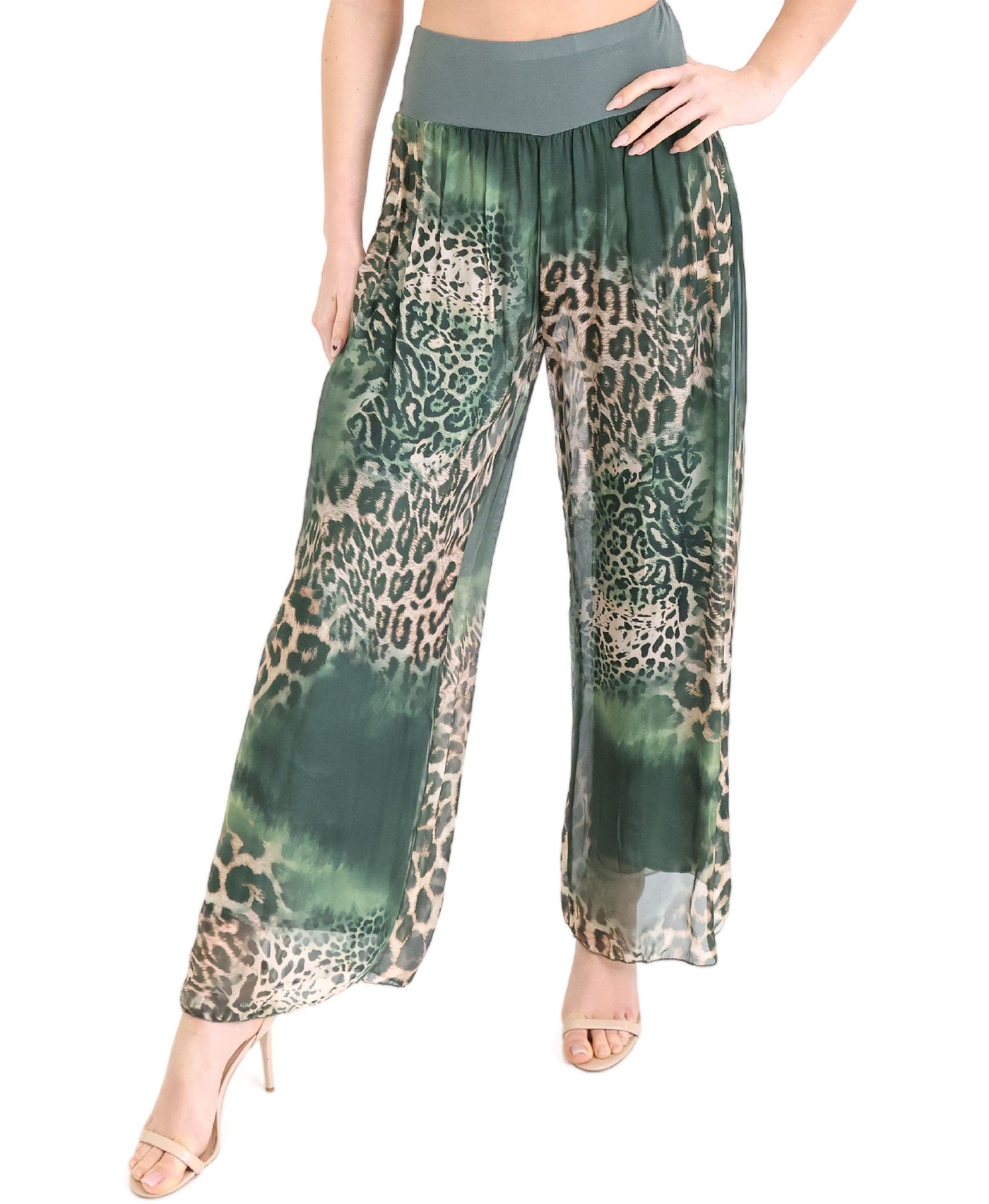 Silk Leopard Print Pants view 1