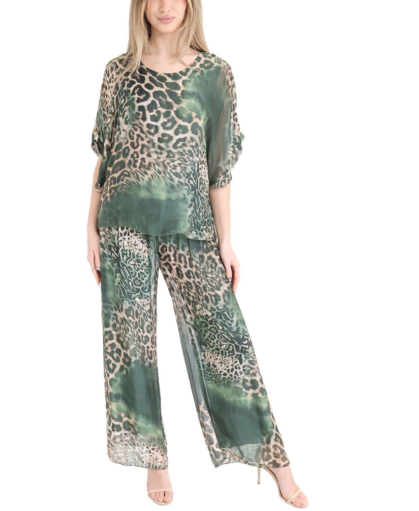 Silk Leopard Print Pants view 2