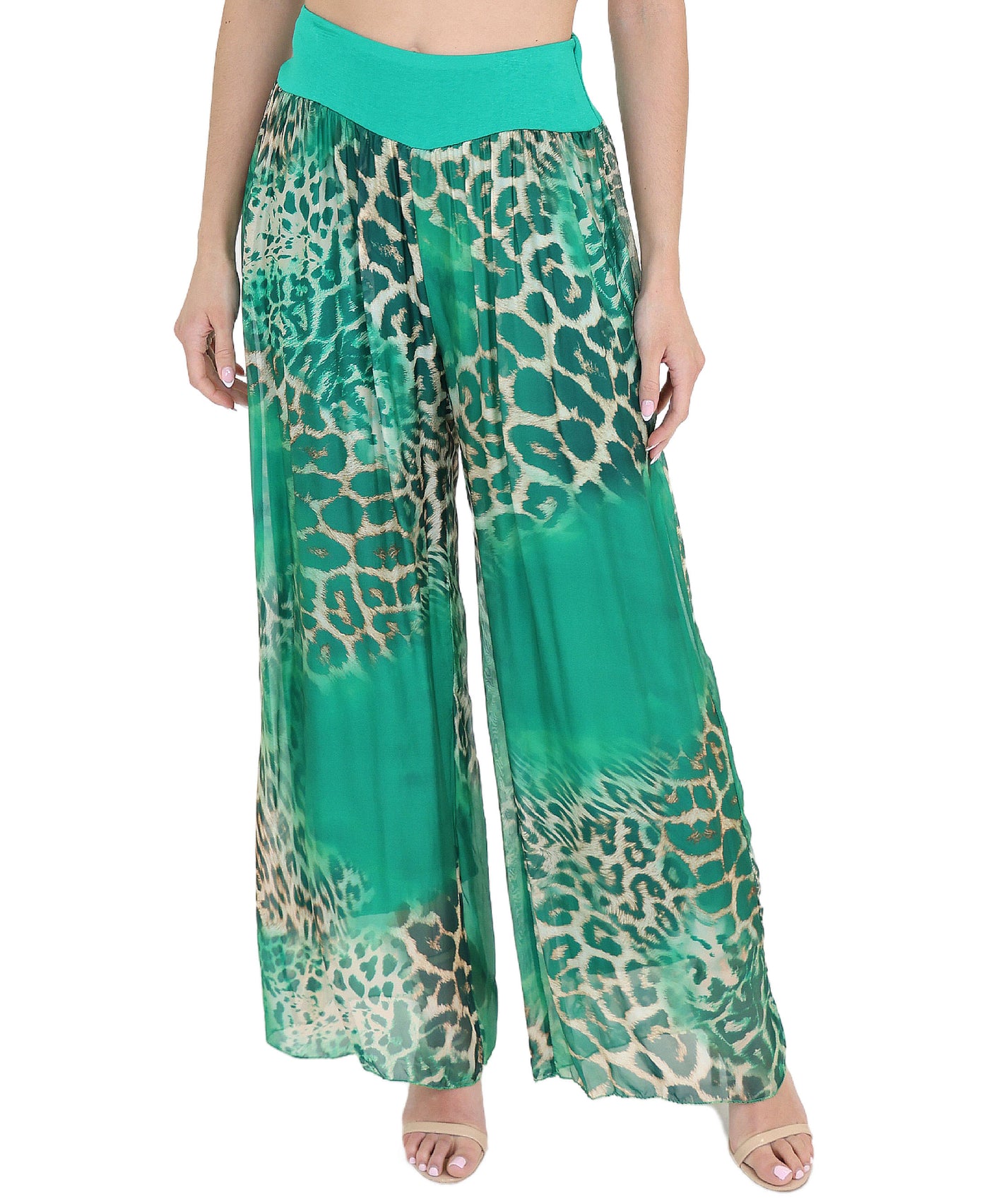 Silk Leopard Print Pants view 1