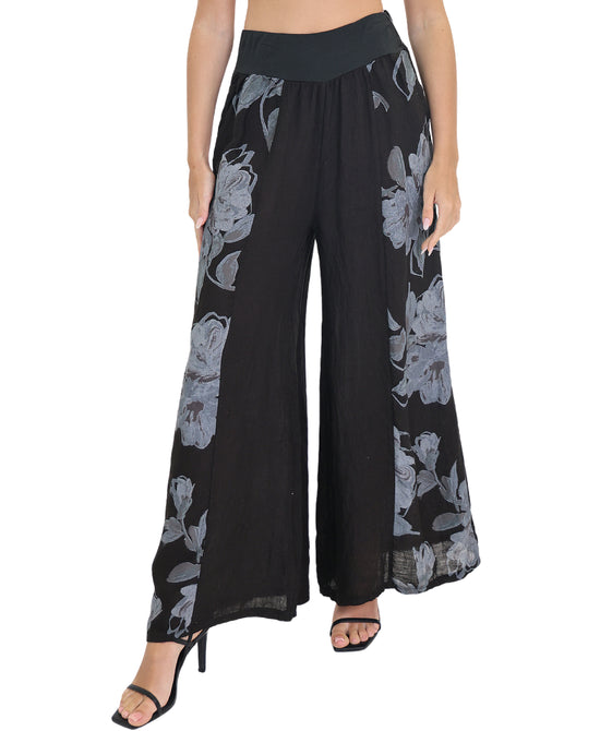Linen Pants w/ Floral Panel view 