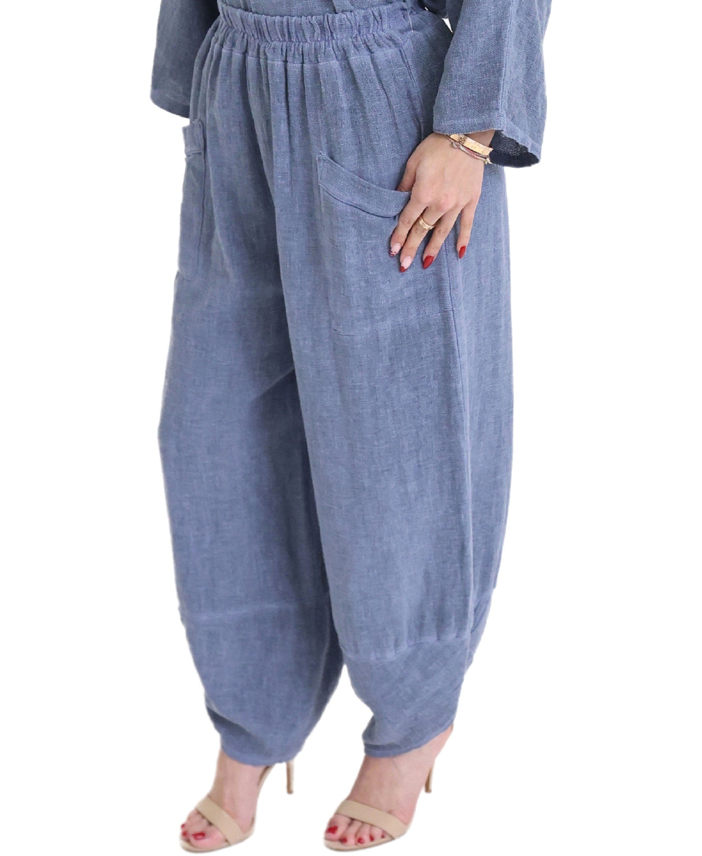 Linen & Cotton Asymmetrical Pants view 1