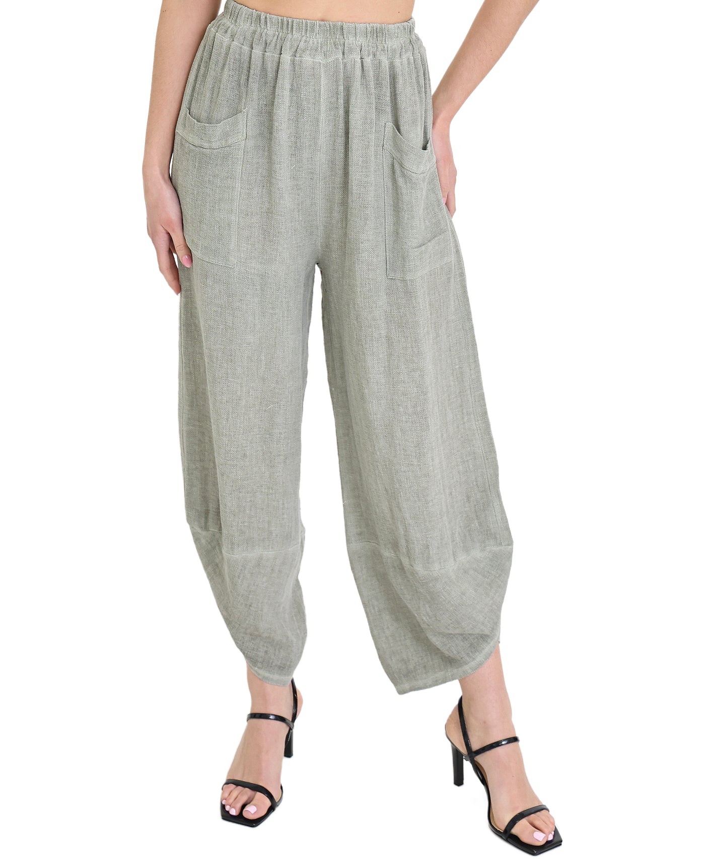 Linen & Cotton Asymmetrical Pants view 1