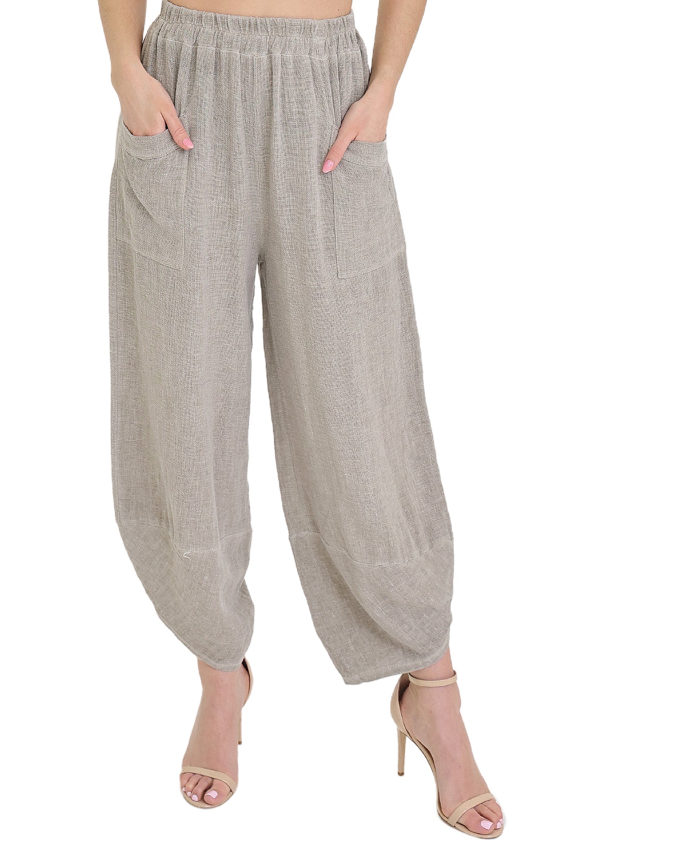 Linen & Cotton Asymmetrical Pants view 1