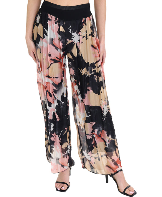 Silk Floral Pants view 