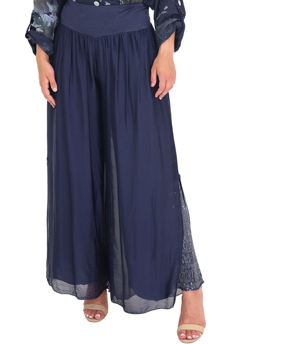 Silk Pants w/ Sequin Underlay view 
