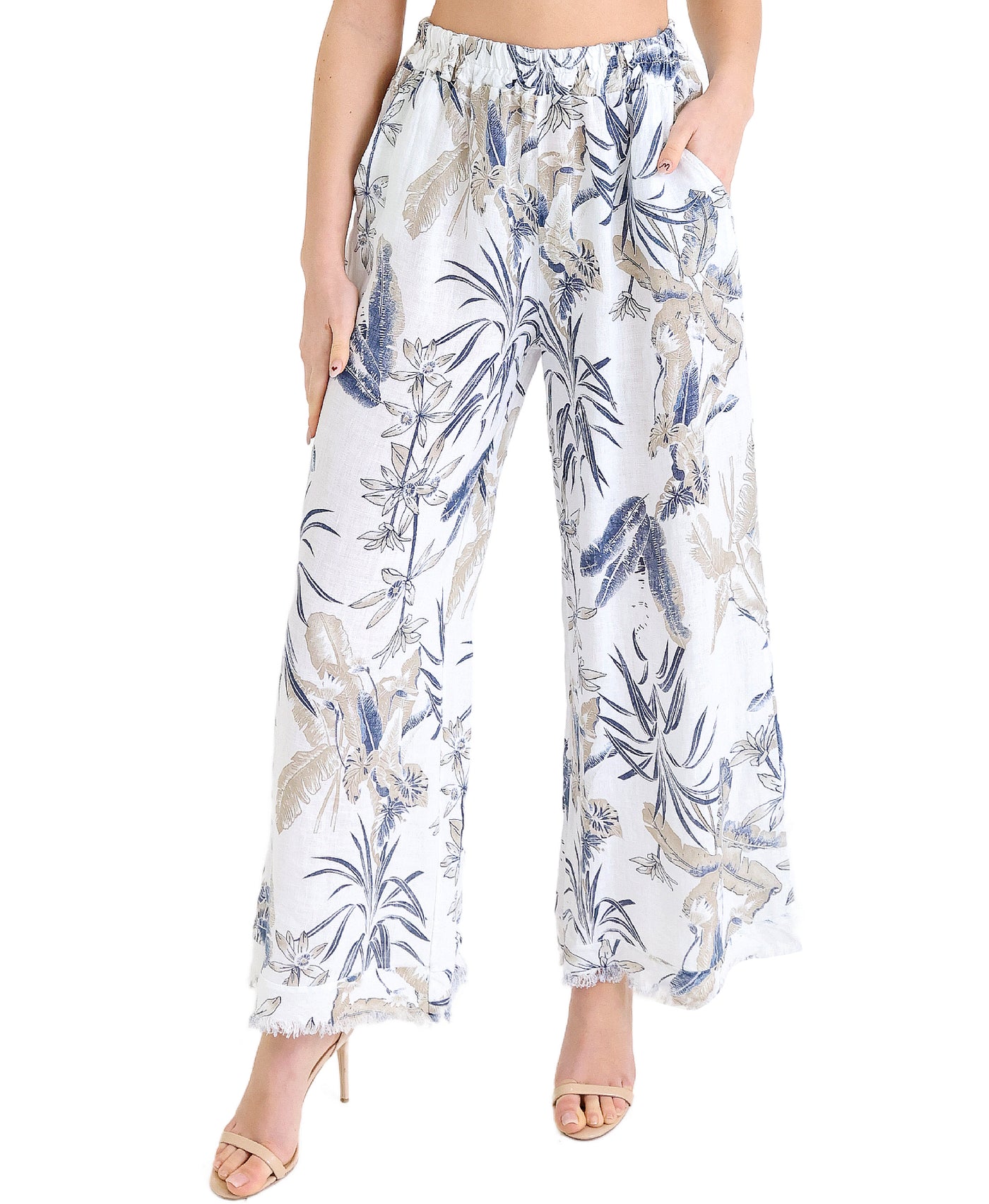 Floral Print Linen Pants