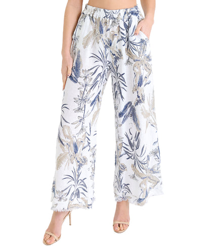 Floral Print Linen Pants image 1