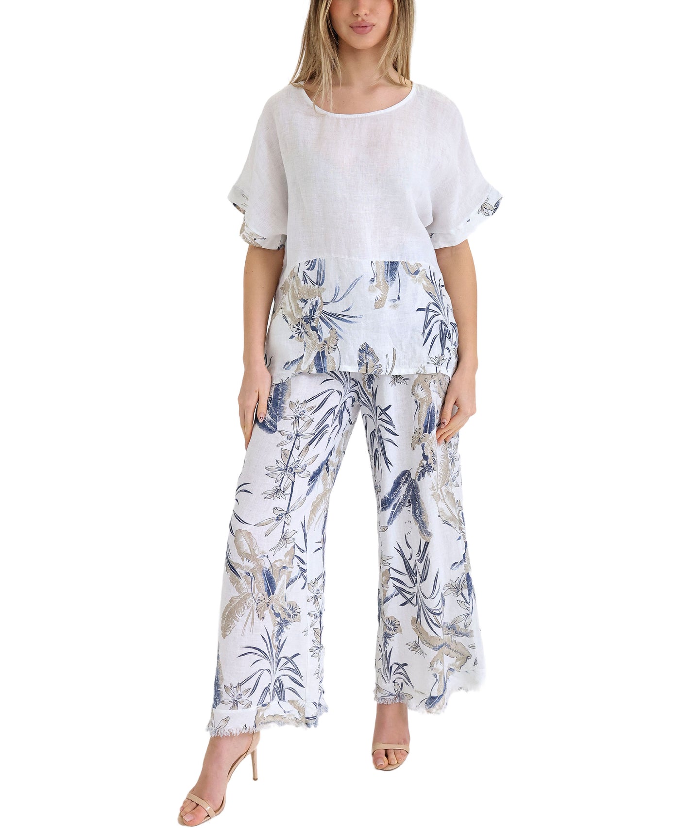 Floral Print Linen Pants view 2