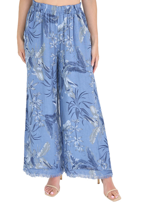 Floral Print Linen Pants view 