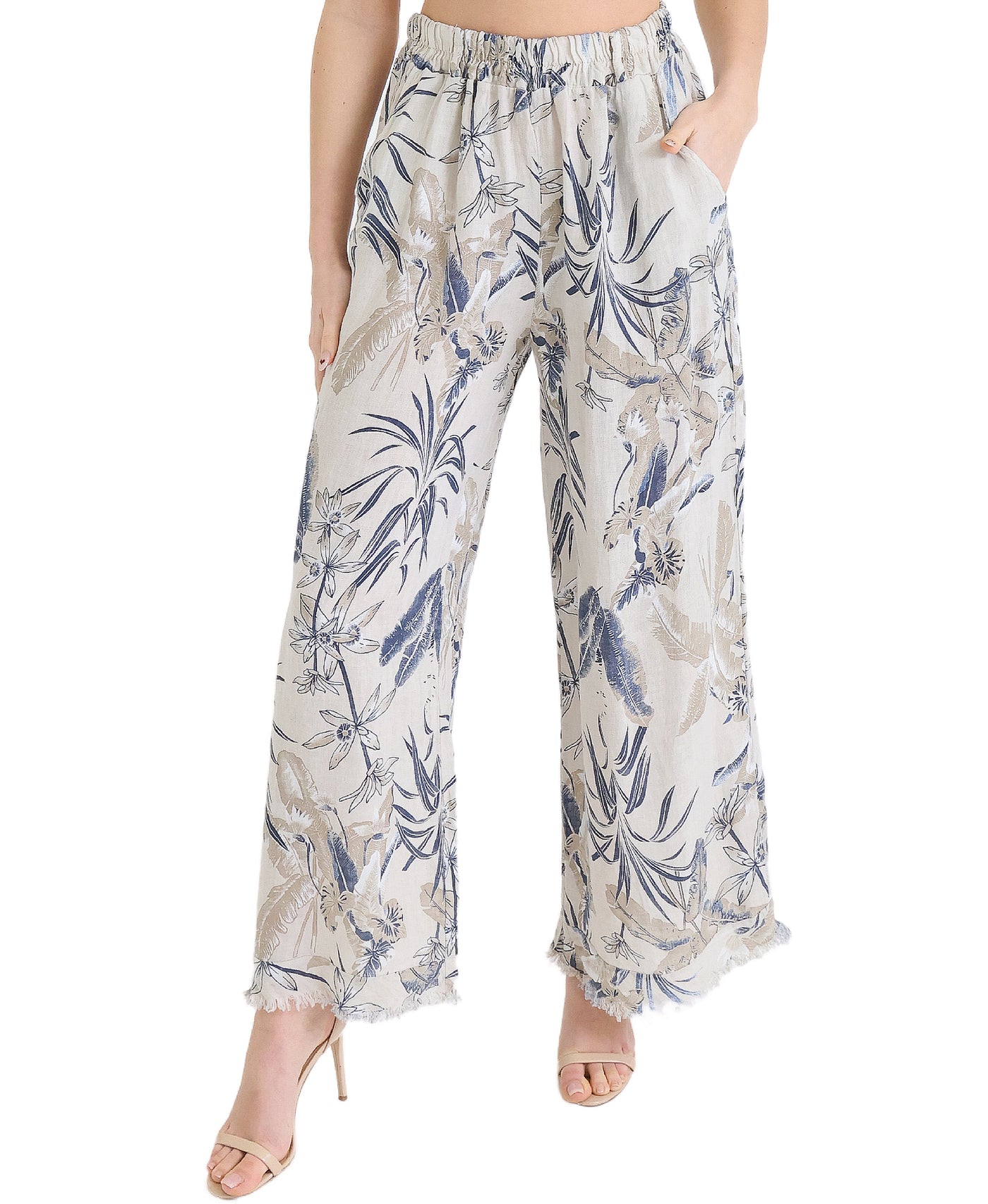 Floral Print Linen Pants