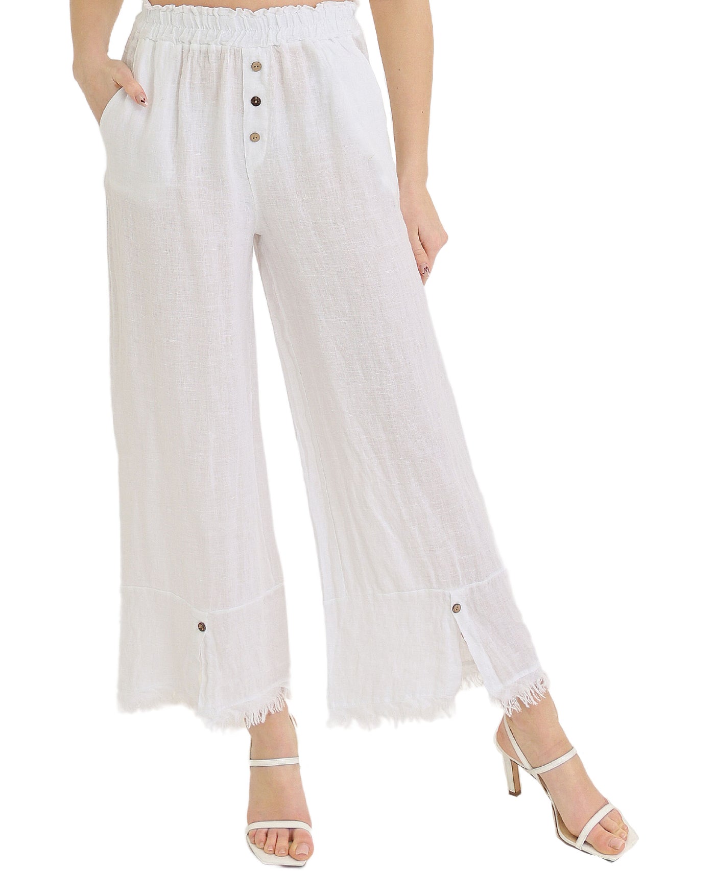 Linen Pants w/ Frayed Edges view 1