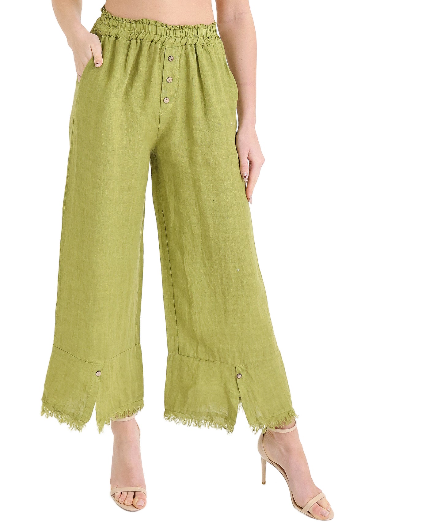 Linen Pants w/ Frayed Edges view 1