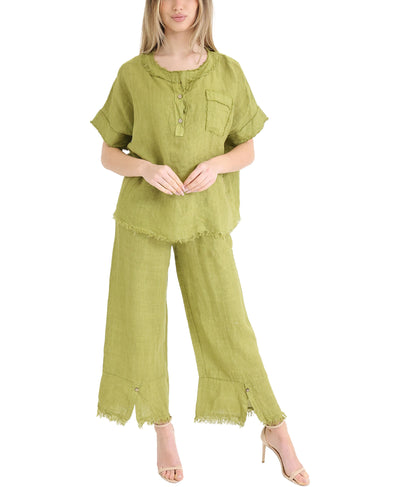 Linen Pants w/ Frayed Edges image 2