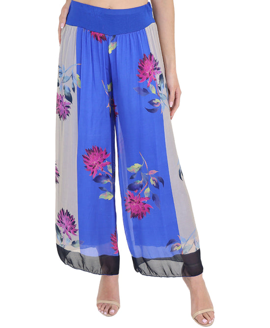 Silk Floral Print Pants view 