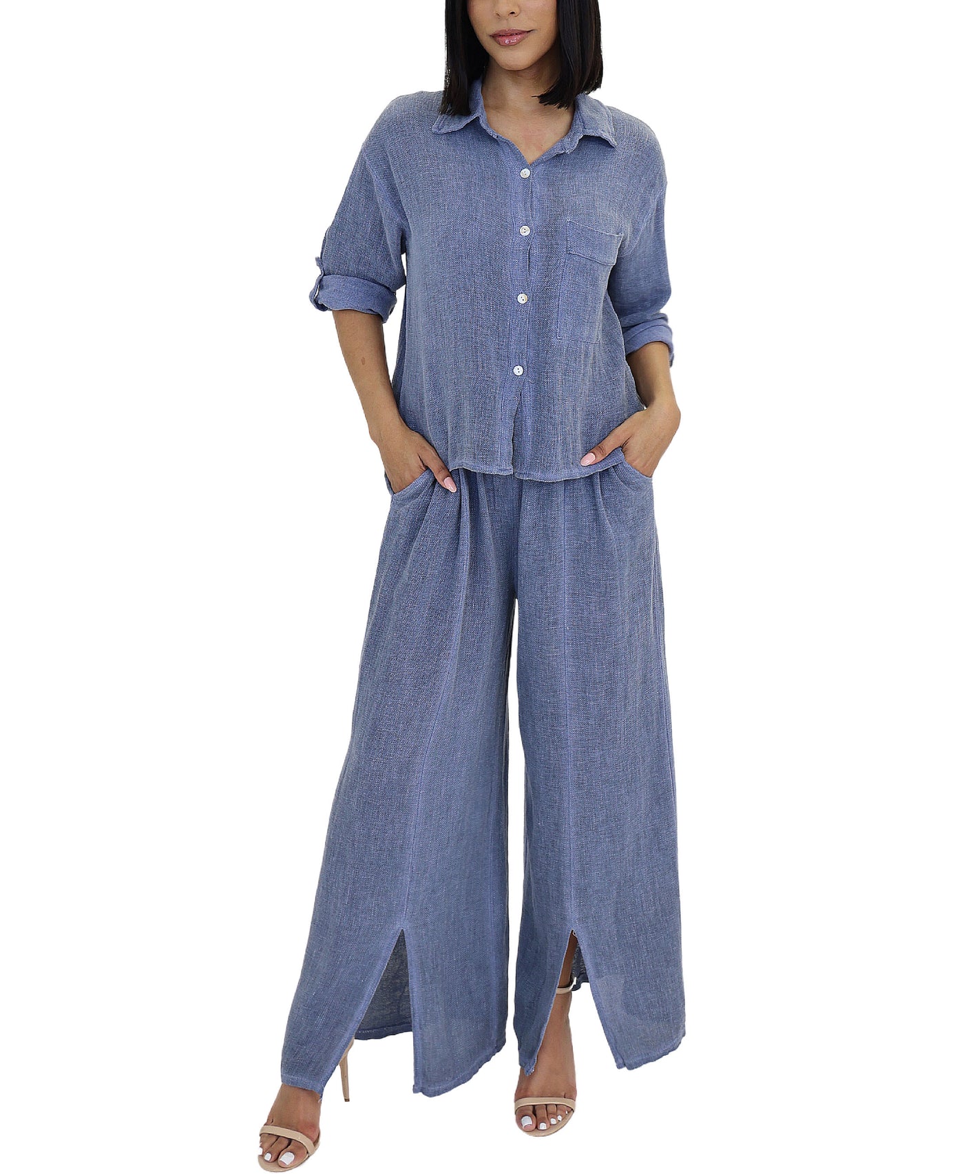 Linen & Cotton Wide Leg Pants view 2