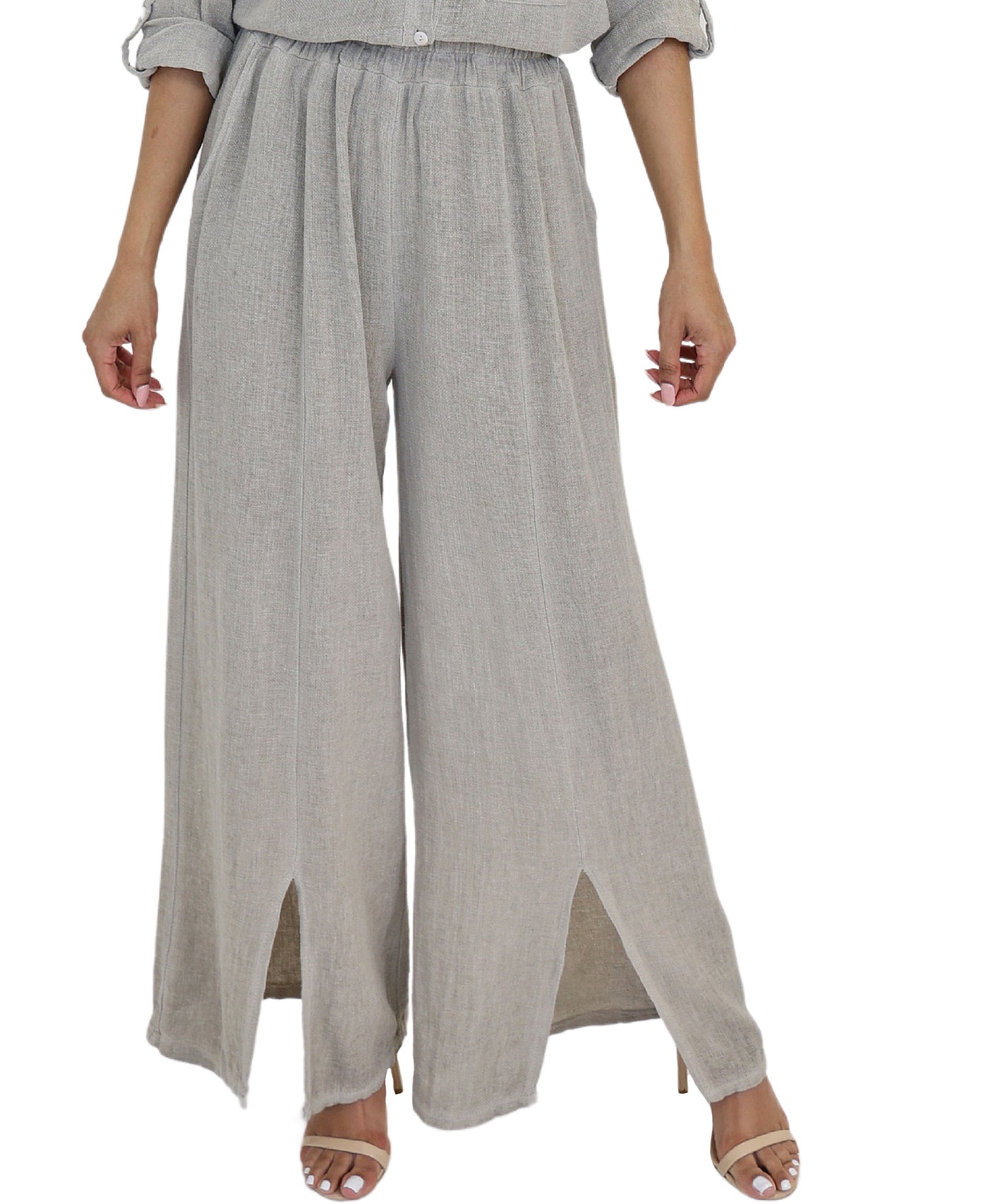 Linen & Cotton Wide Leg Pants view 1