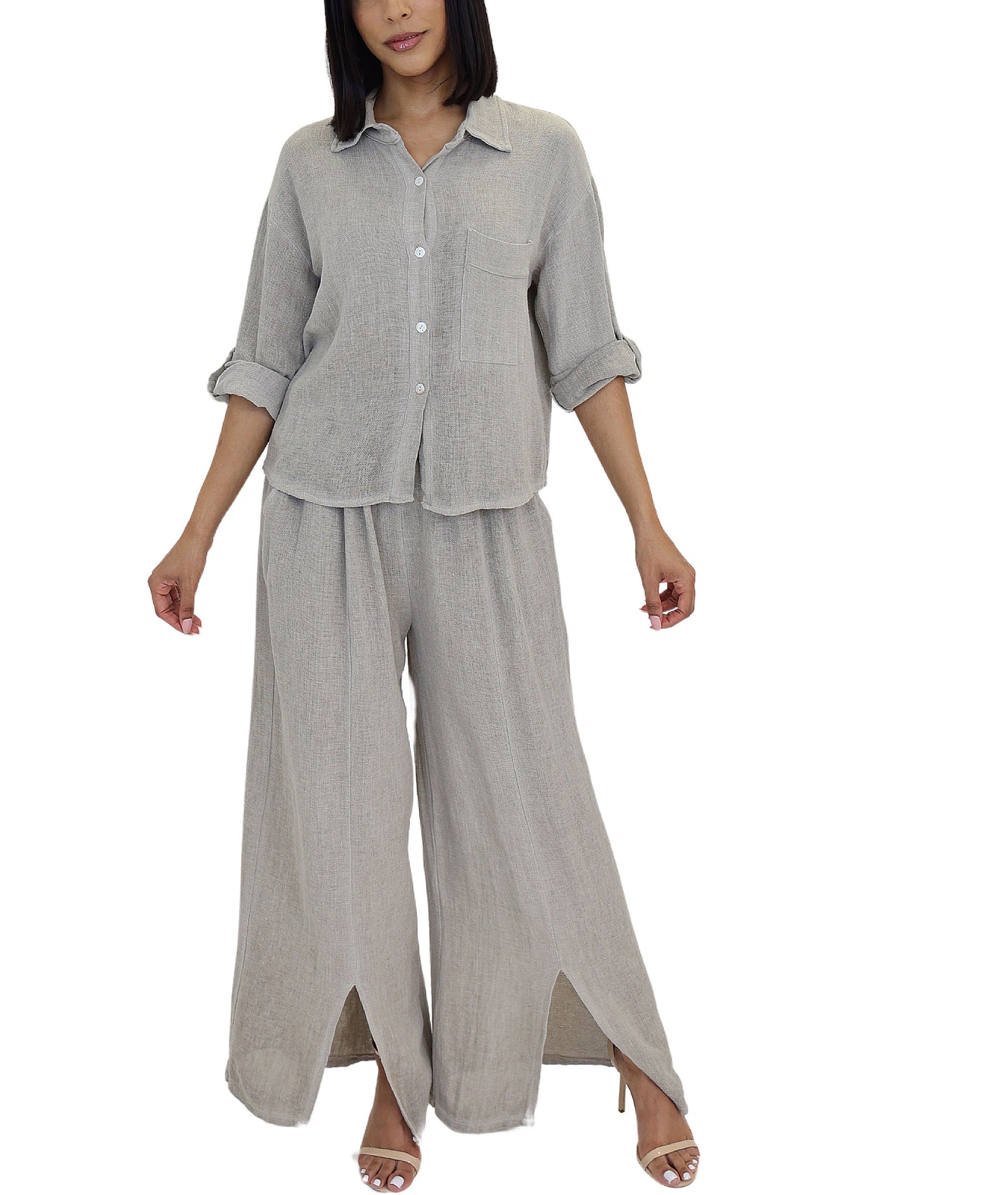 Linen & Cotton Wide Leg Pants view 2