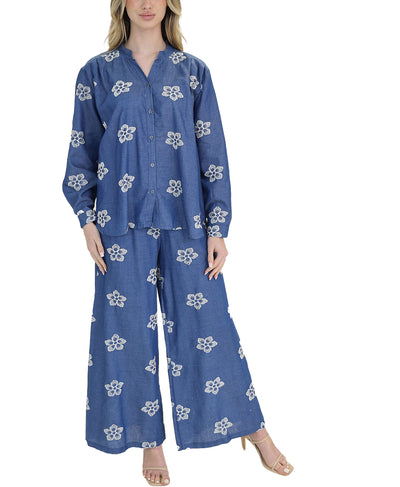 Embroidered Denim Pants