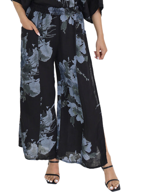 Linen Floral Print Pants view 
