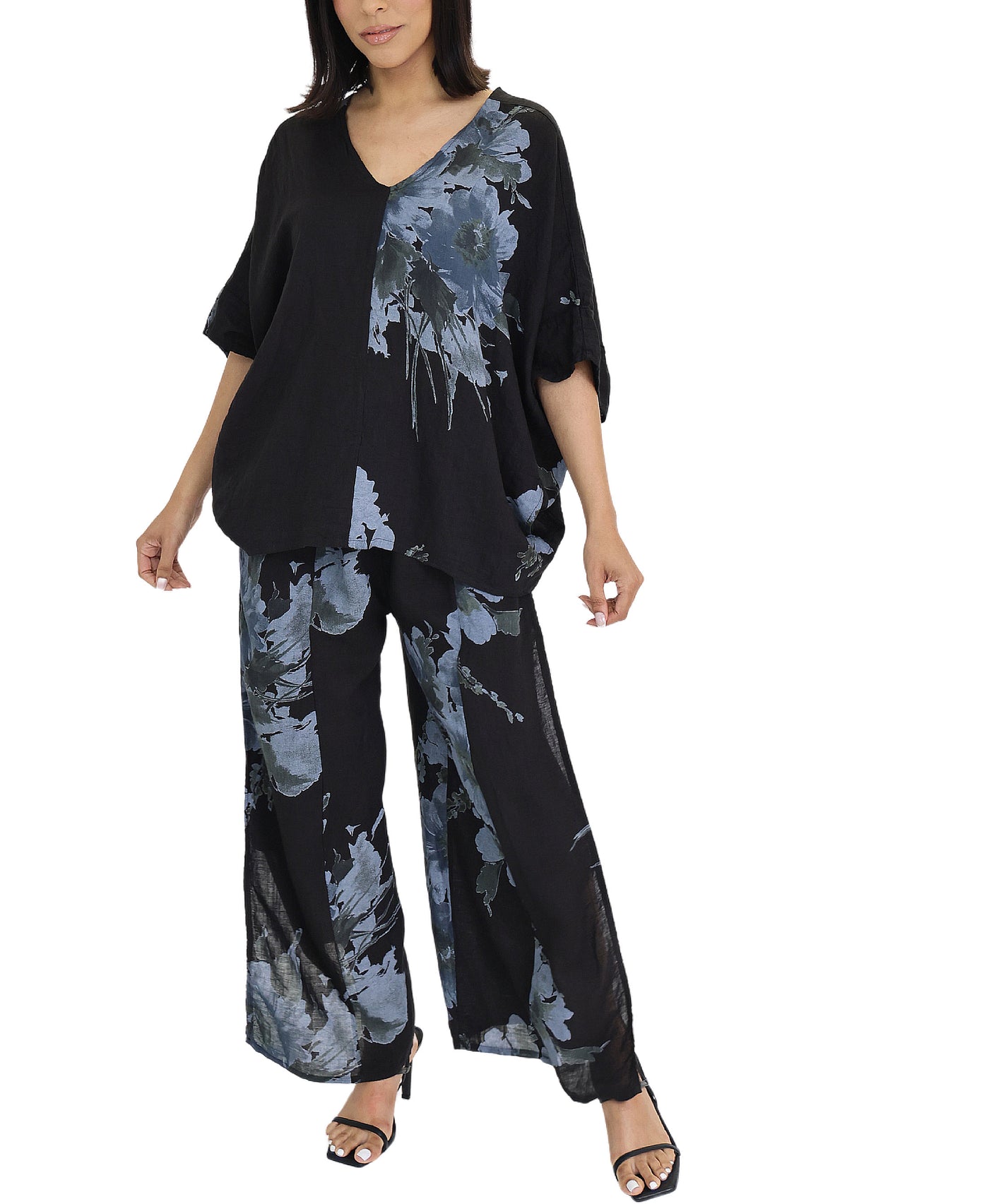 Linen Floral Print Pants