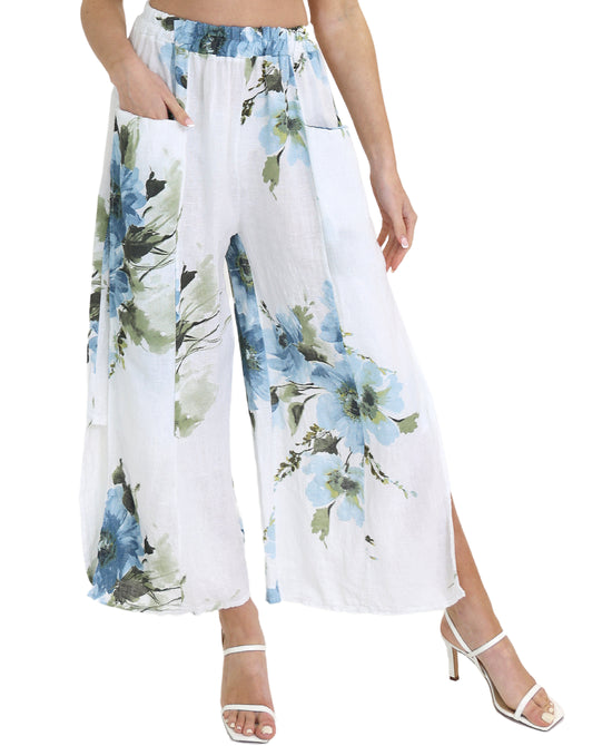 Linen Floral Print Pants view 