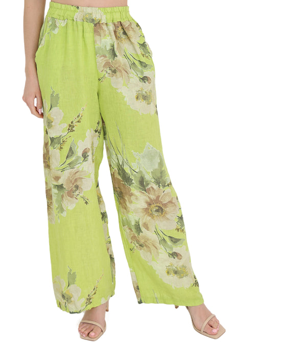 Linen Floral Print Pants view 