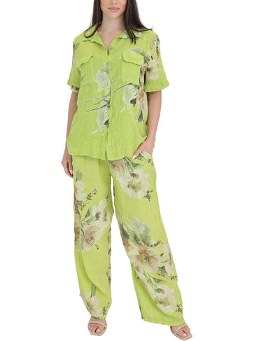 Linen Floral Print Pants image 2