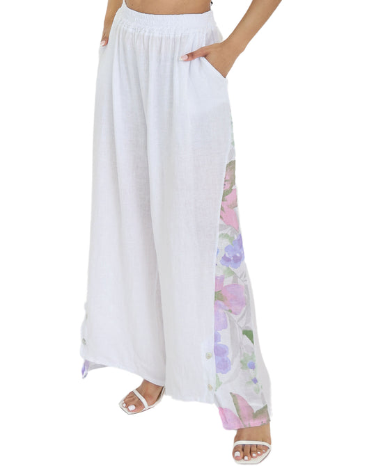 Linen Pants w/ Floral Sides view 
