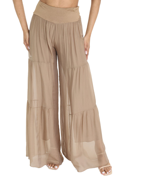 Tiered Silk Pants view 