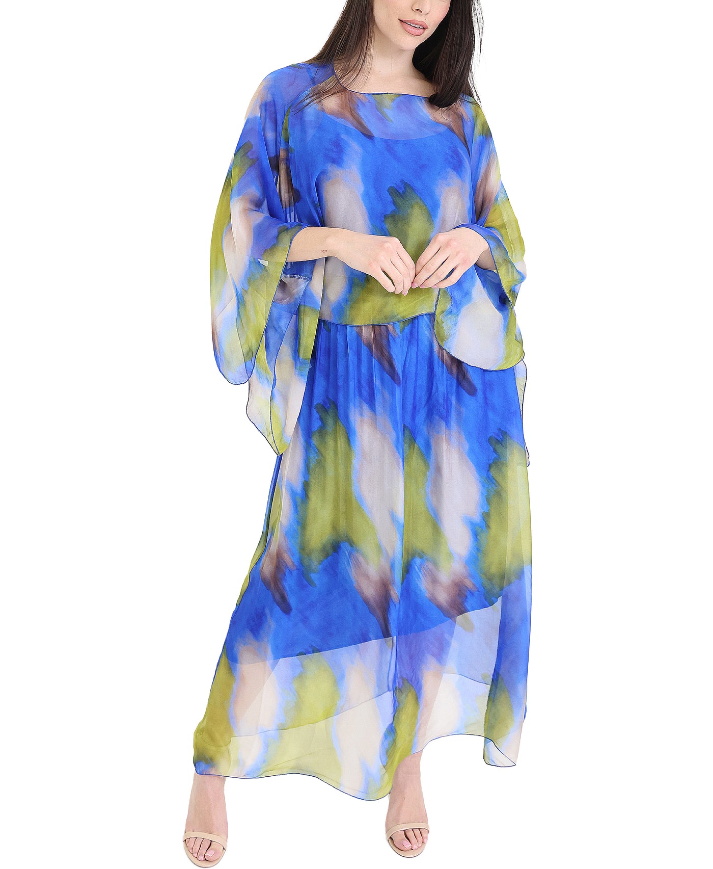 Silk Maxi Dress w/ Silk Top Set- 2 Pc Set view 1