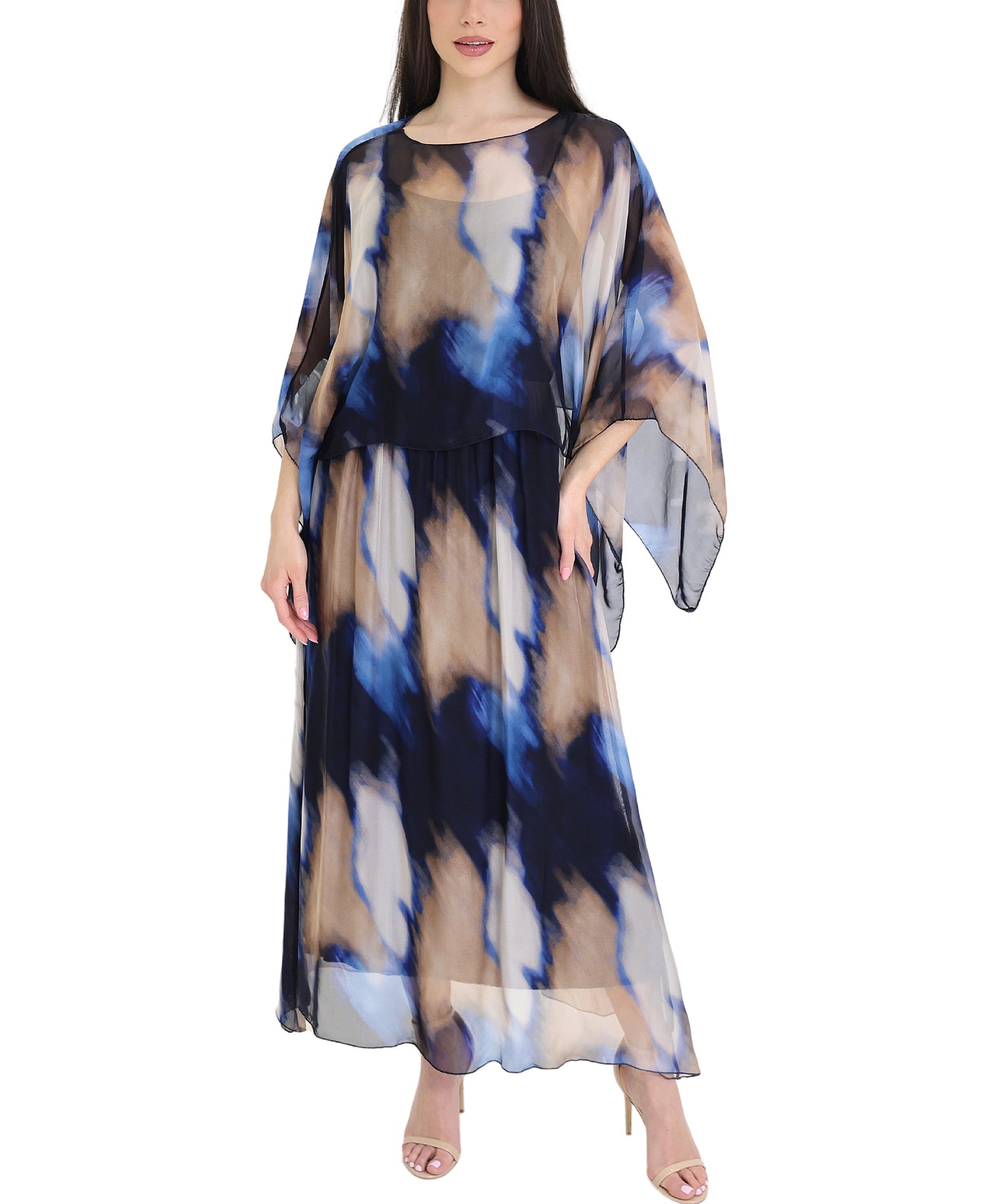 Silk Maxi Dress w/ Silk Top Set- 2 Pc Set view 1