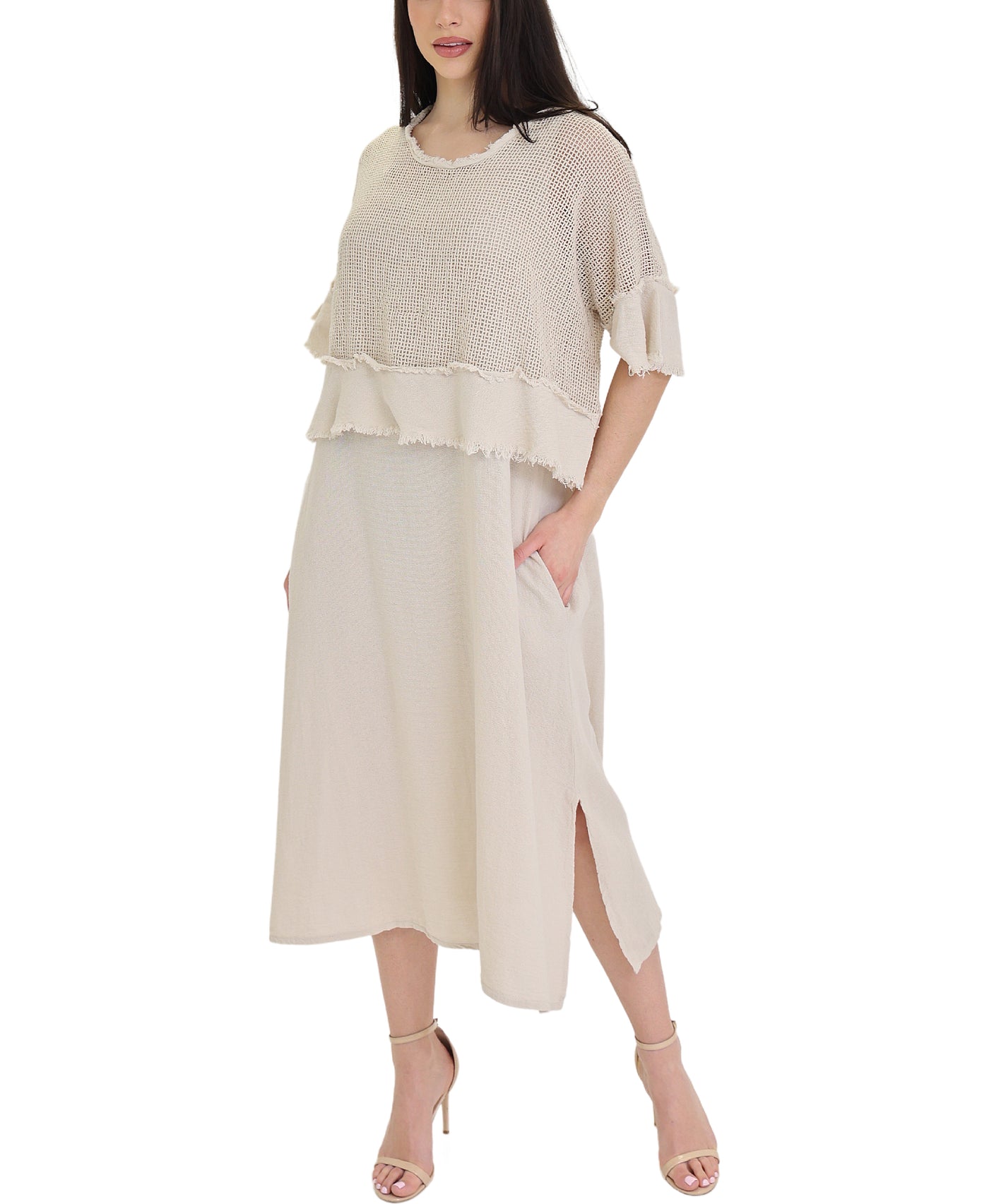 Raw Edge Net Popover Dress- 2 Pc Set view 1