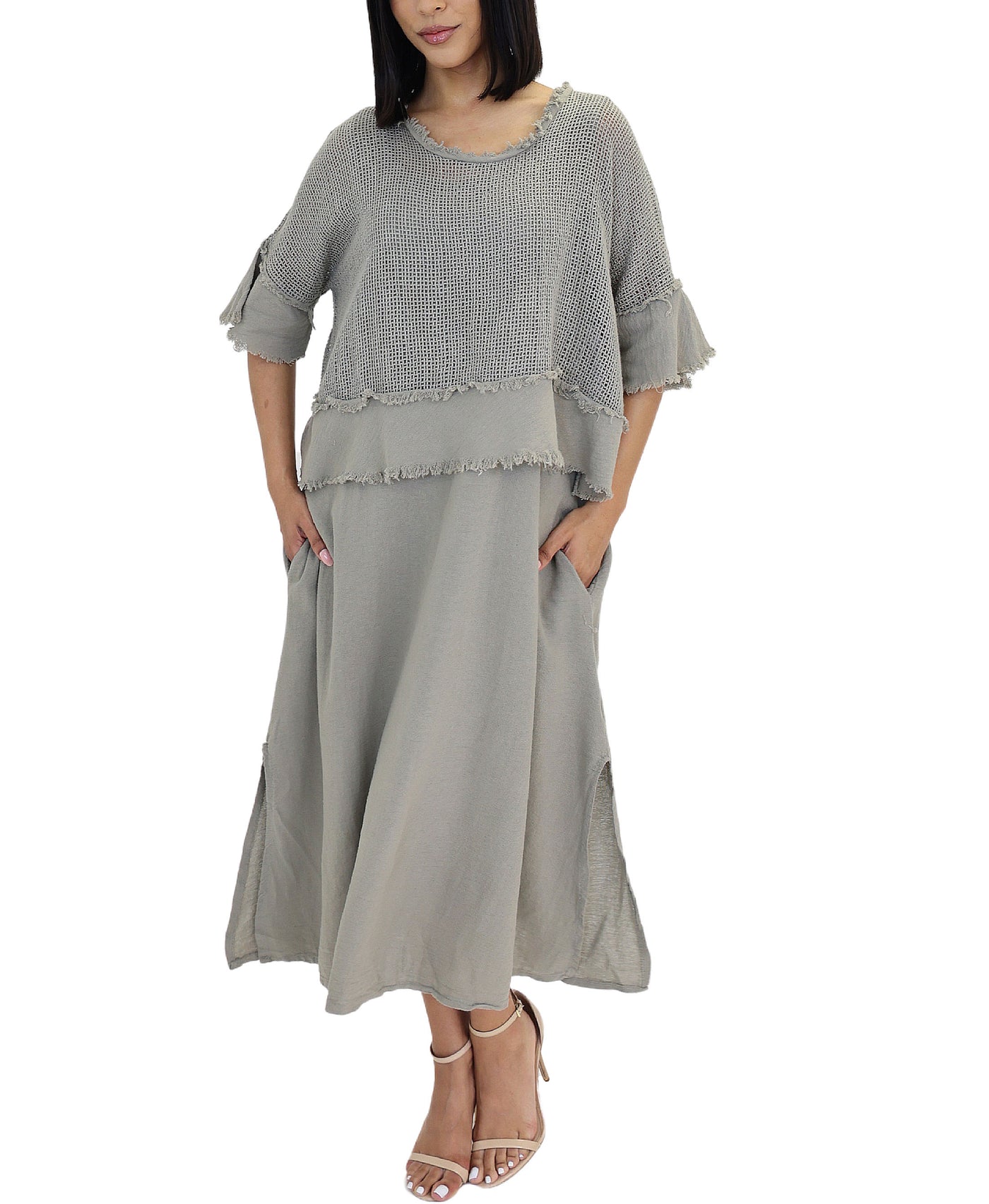 Raw Edge Net Popover Dress- 2 Pc Set view 1