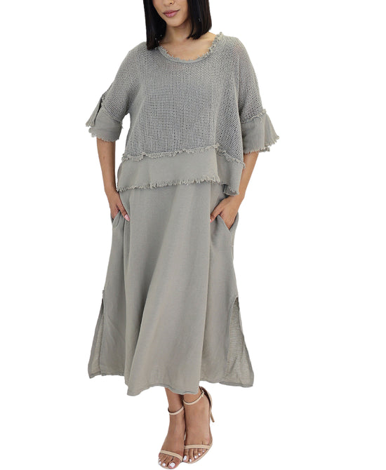 Raw Edge Net Popover Dress- 2 Pc Set view 