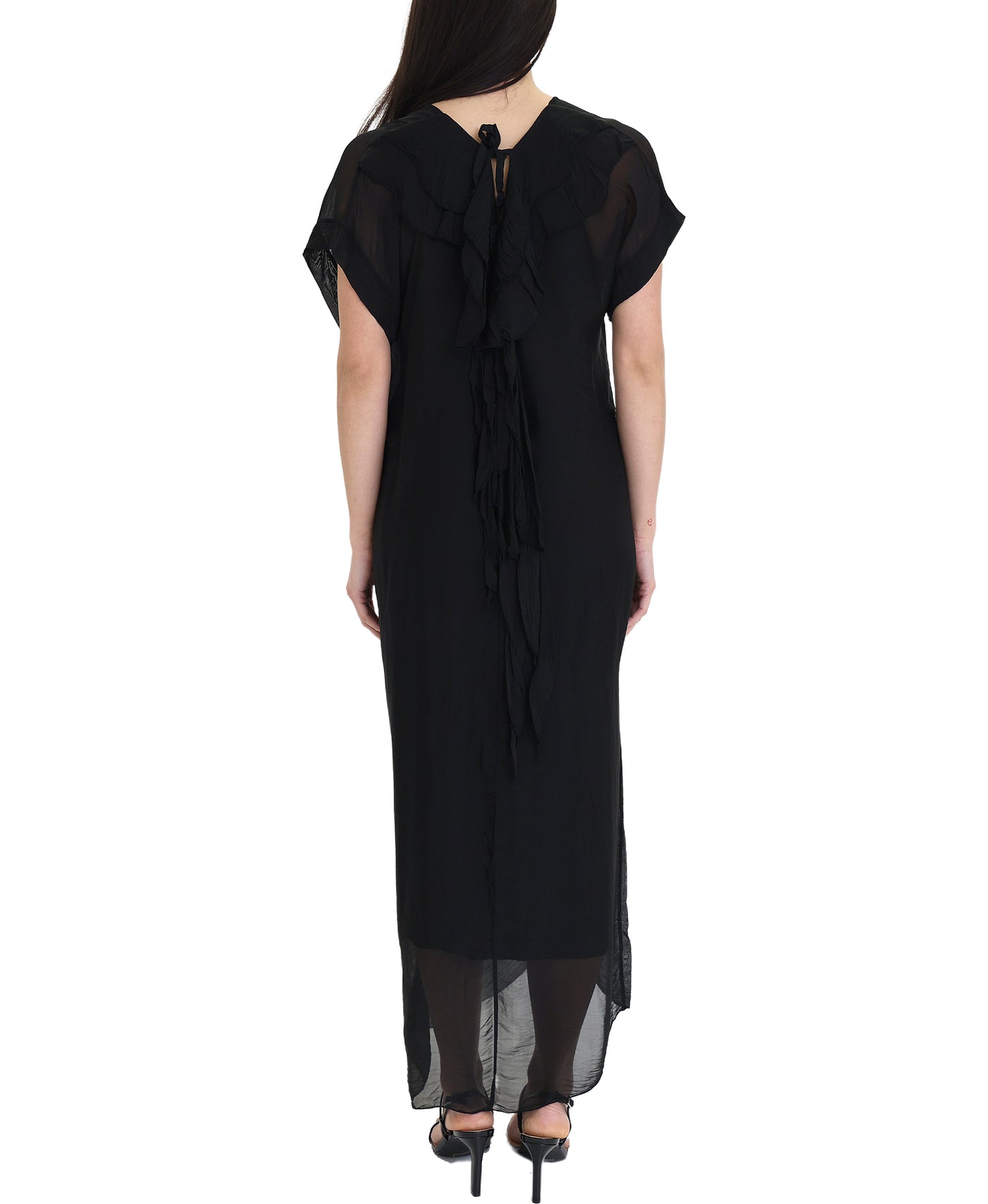 Silk Maxi Dress w/ Ruffle Back view 2