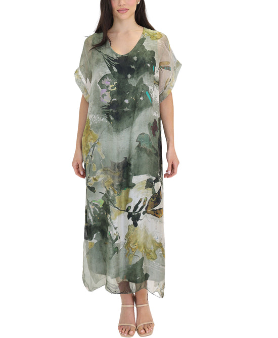 Silk Watercolor Maxi Dress view 