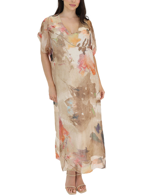 Silk Watercolor Maxi Dress view 