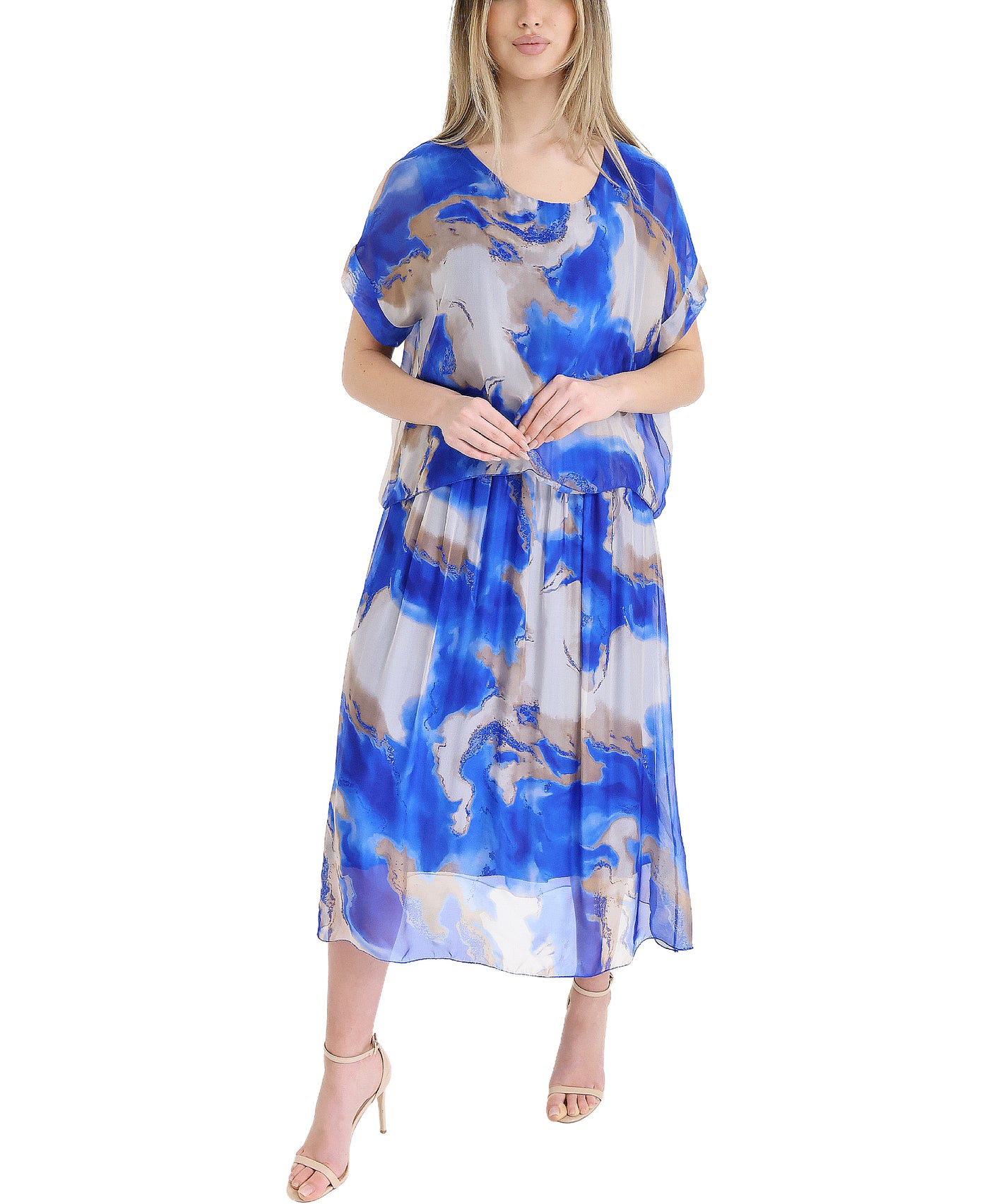 Silk Printed Maxi Dress view 1