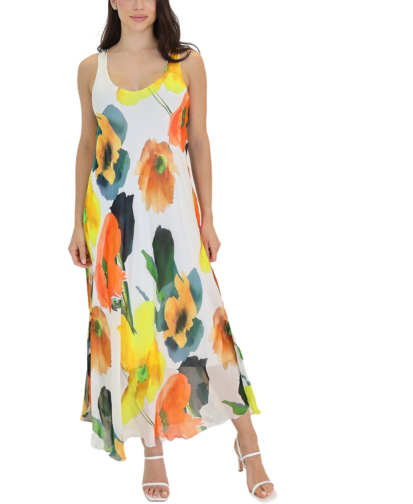 Silk Floral Print Maxi Dress view 1