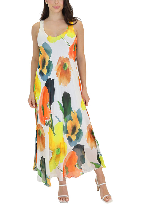 Silk Floral Print Maxi Dress view 