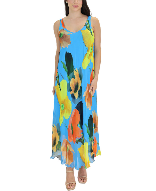 Silk Floral Print Maxi Dress view 