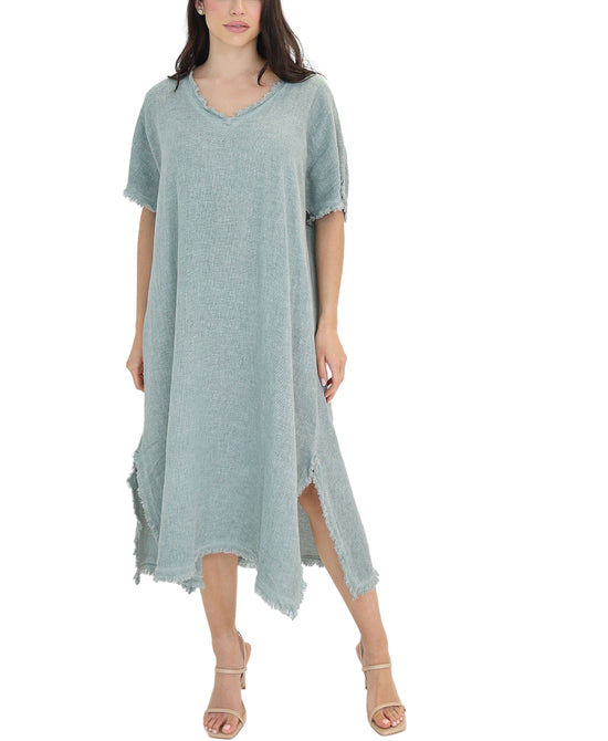 Linen Dress w/ Frayed Edges view 